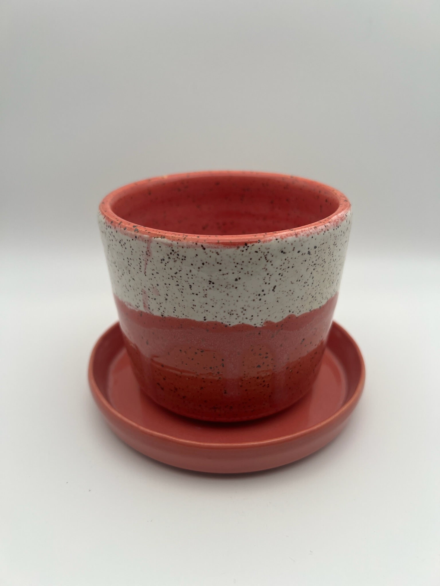 Raspberry Red and White Planter