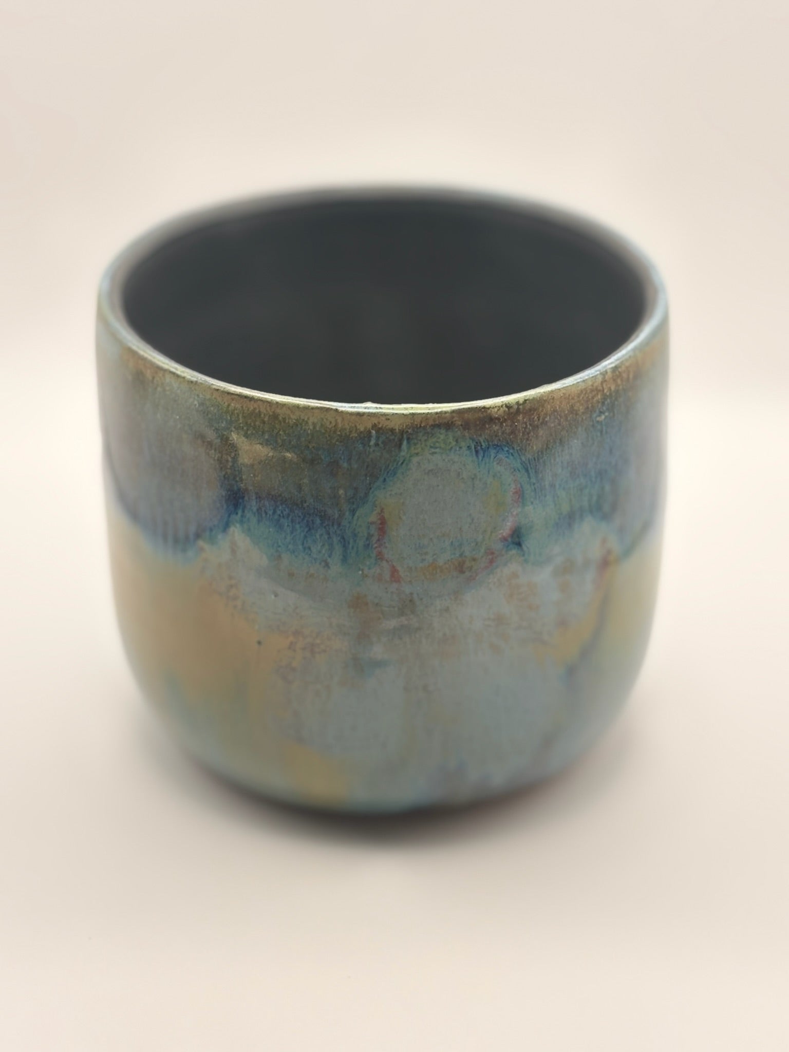 Blue Flower Terracotta Cup