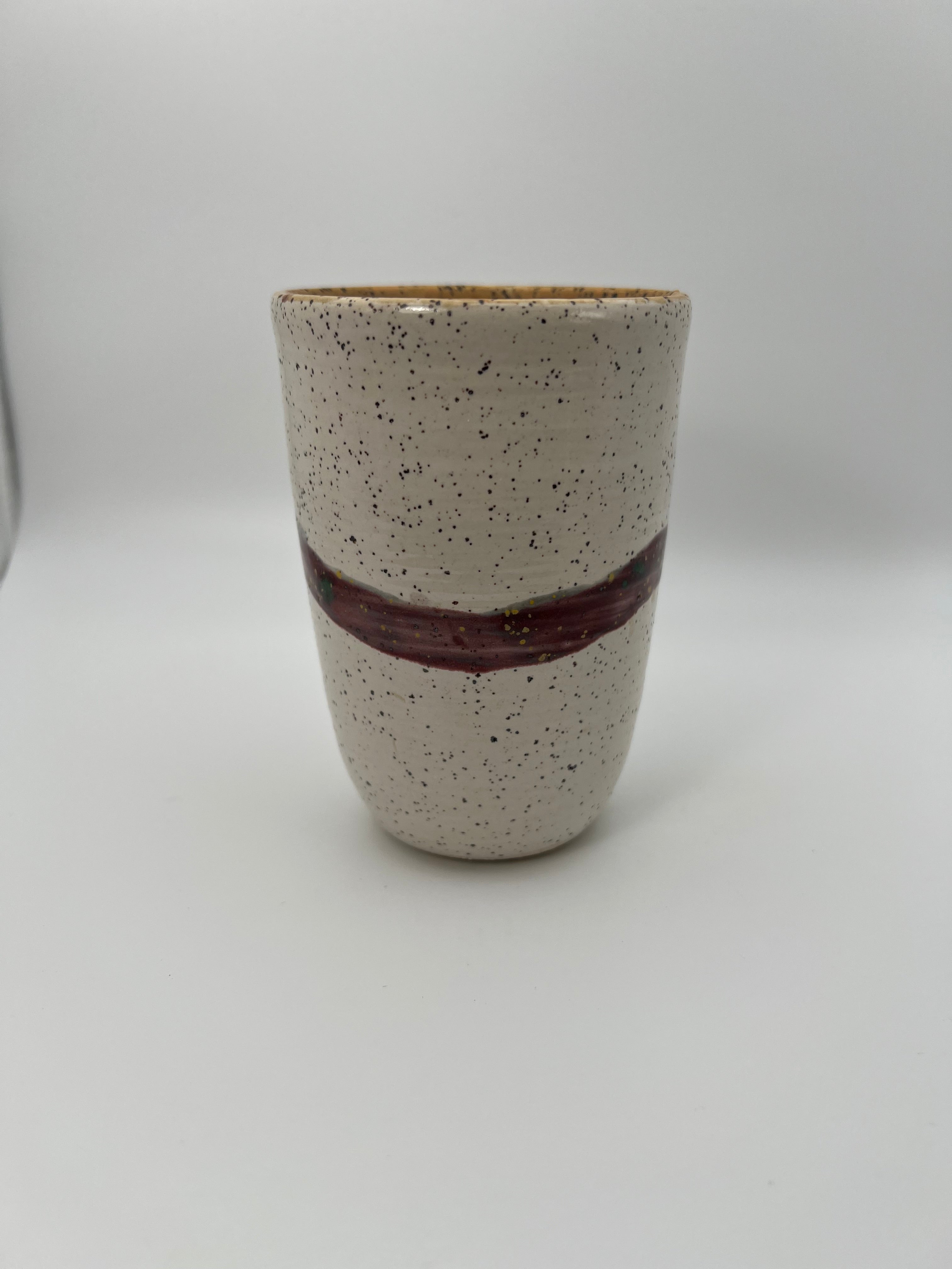 Set of White Cups with Purple Band