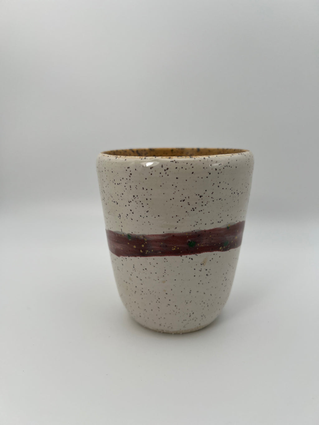 Set of White Cups with Purple Band