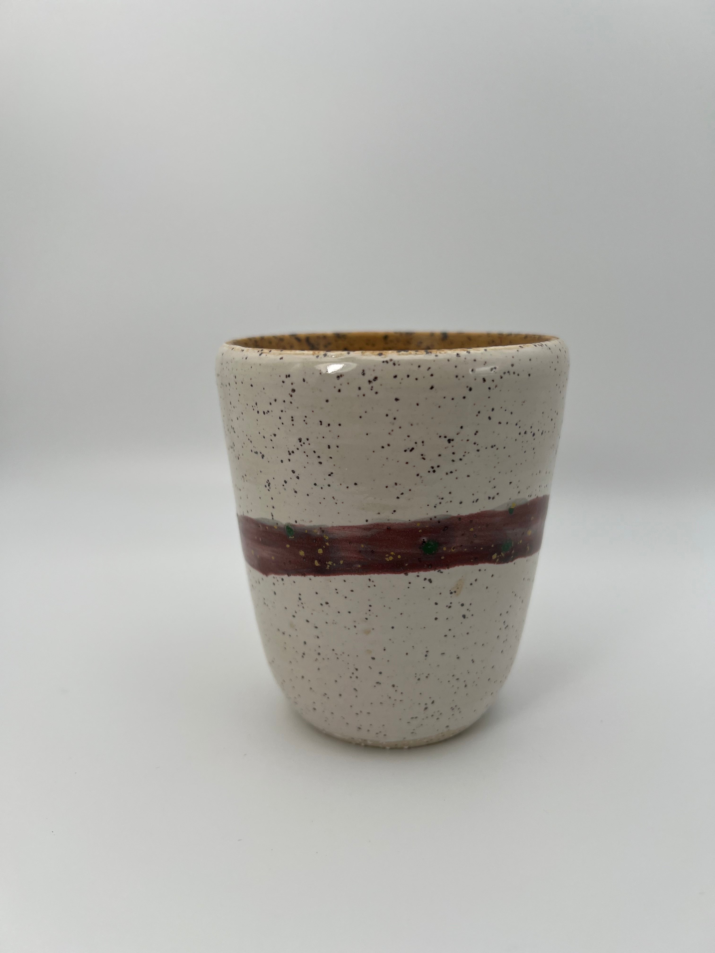 Set of White Cups with Purple Band